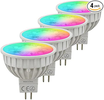 12V AC/DC 4W LED Color-Changing RGB+CCT 25º Smart MR16 Spot Light Bulb (4-Pack), 1246RGB+CCTx4