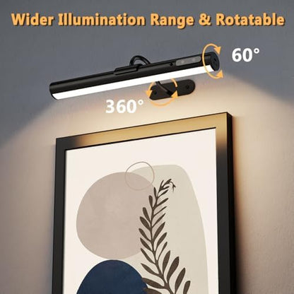 Hapfish Picture Lights for Wall Battery Operated,Wireless Art Light - Black