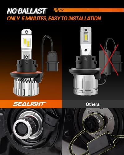 SEALIGHT H13 9008 Light Bulb, 70,000LM Super Brighter, 6500K Cool White H13 Off Road Light, Pack of 2