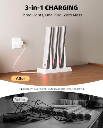 EZVALO 6-Pack Under Cabinet Lighting with 2 Charging Stations, 9 Inch Rechargeable Wireless Motion Sensor Lights, 2000mAh, 3 Color Temps, Dimmable, Magnetic, Remote Control for Kitchen, Closet