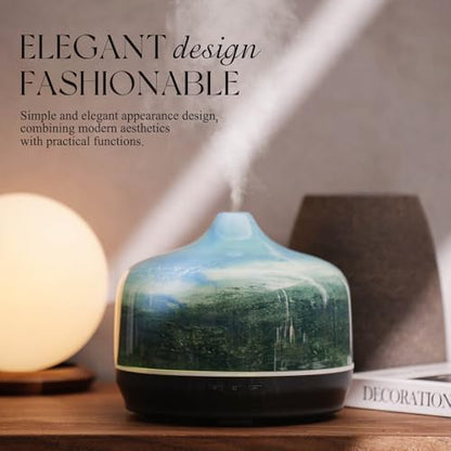 Porseme 500ml Glass Essential Oil Diffuser Aromatherapy Ultrasonic Cool Mist Humidifier 15-21 Running Hours Waterless Auto-Off Air Diffusers for Sleeping Yoga Working Spa(Dreamy Blue)