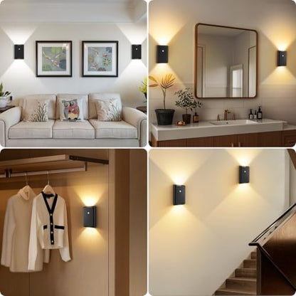 Eneru Motion Sensor Wall Sconce, Rechargeable Wireless Lights Indoor 4 Pack