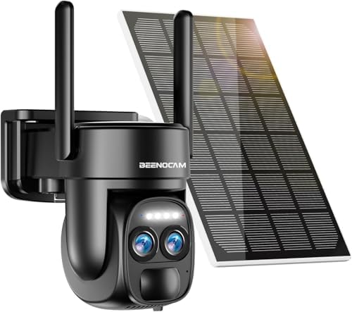 4K Dual Lens Security Camera Wireless Outdoor,360°PTZ Solar Security Camera