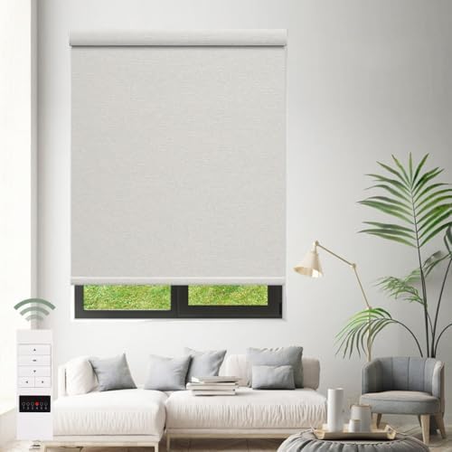ZSHINE Motorized Blackout Roller Shades Remote Control Rechargeable(82141F)