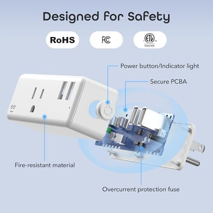 Geeni Switch + Charge Smart Wi-Fi Plug, 2 USB, Energy Saving, App Control