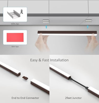 Leetdud Under Cabinet Lighting Plug in, 16 Inch 4 Pcs, Linkable AC120V 3CCT 3000K/4000K/5000K Ultra Slim, LED Under Cabinet Lights for Counter Light, Kitchen, Shelf, Sink, Workshop, Desk, Bronze
