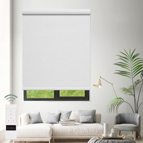 ZSHINE Motorized Blackout Roller Shades Remote Control Rechargeable(82141E)