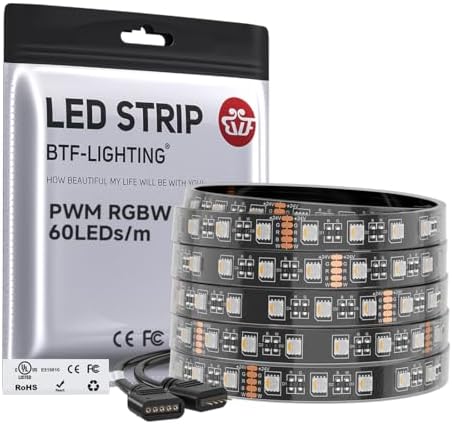 BTF-LIGHTING RGBW LED Strip Warm White 16.4ft 60LED DC24V UL Listed IP67