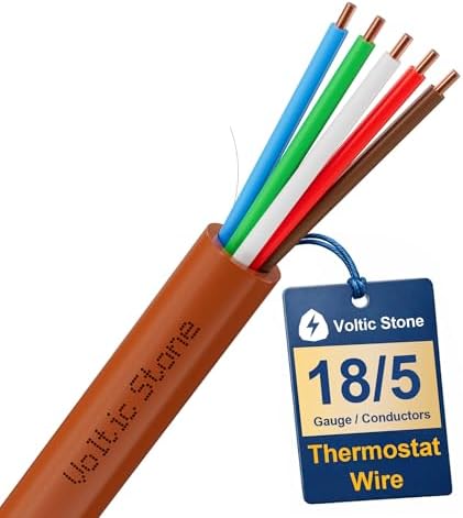 18/5 Thermostat Doorbell HVAC Wire, True Gauge 18 AWG 5 Conductor Solid Copper Control Cable, ETL Listed CL3R/CMR Riser Rated Flame-Retardant, RoHS, for 0-30V Low Voltage Systems - 50FT