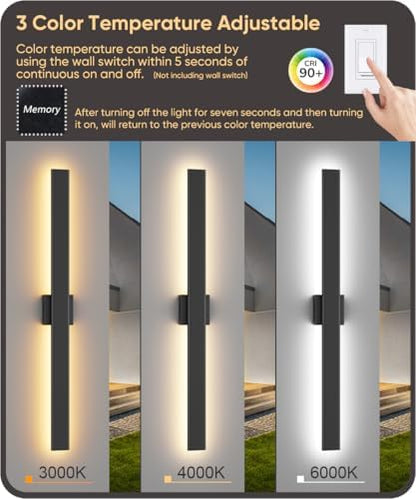 Aipsun 39.4" Black LED Outdoor Wall Light, Linear Exterior Lighting Fixture