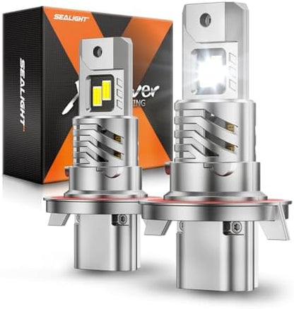 SEALIGHT H13 Bulbs, 50,000LM 8X Brightness H13 Fog Lights, 6500K Cool White Bulbs with 15000RPM Fan, Plug and Play, IP68 Waterproof, Pack of 2