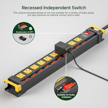 10 Outlet Heavy Duty Metal Surge Protector Power Strip