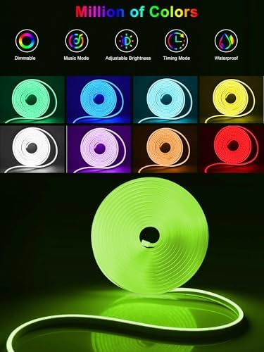 Ledagic 100ft RGB Led Neon Rope Lights, Remote App Control Led Rope Lights