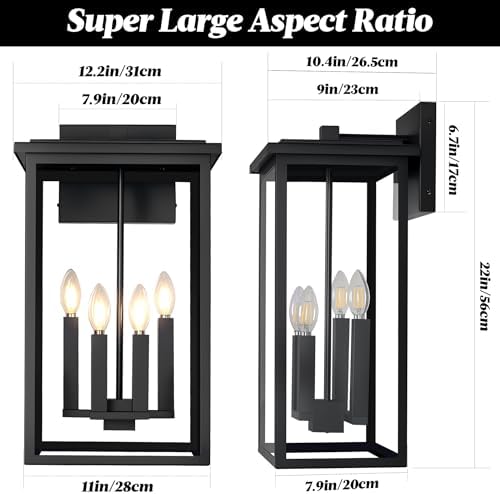 Extra Large Outdoor Wall Lights，Outdoor Light Fixtures Wall Mount 22 in