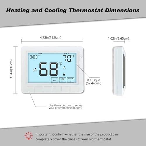 Programmable Thermostat for Home,Auto Changeover Heat Pump Thermostat for Multi-Stage,2 Heat/2 Cool or 4 Heat/2 Cool, Ultimate Comfort,Extra Large Display,White Backlight