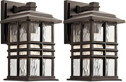 Beacon Square 12" 1 Light Outdoor Wall Light with Clear Hammered Glass in Olde Bronze® (Pack of 2)