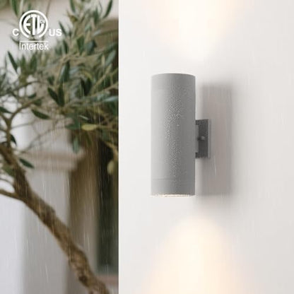 mirrea 12" Modern Outdoor Porch Light in 2 Lights, 2 Pack, Metallic Gray