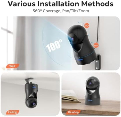 owltron Indoor Security Camera, 360 Pan/Tilt Home Cameras with Motion Detection, Pet Cam with Phone App, 2K WiFi Baby Monitor with Night Vision & Two Way Audio, 4 Pack