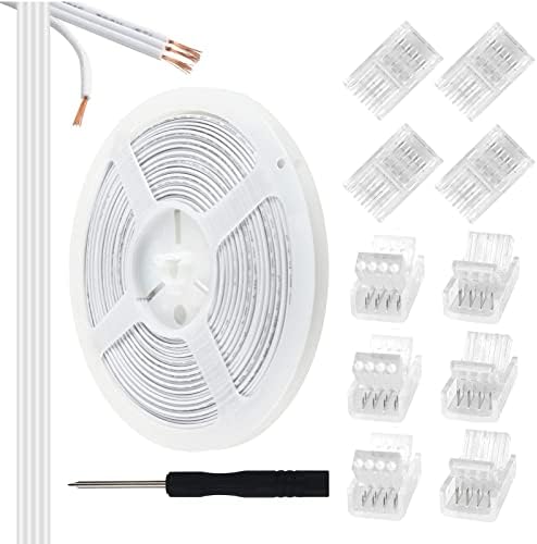 RGBZONE 10Pcs 4 Pin 10mm LED Strip Connectors and 32.8FT 4 Pin RGB Extension Cable Strip to Wire Quick Connection for 10mm Wide Waterproof or Non-Waterproof SMD RGB 5050 LED Strip Light(IP20/IP65)