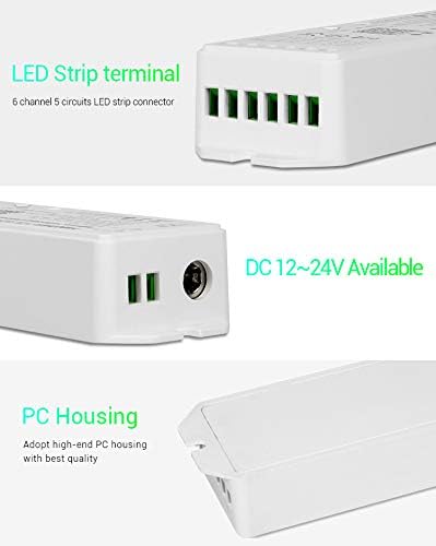 LGIDTECH Miboxer WL5(YL5 VUP) LED Strip Light 5 in 1 Controller for 5050 3528 2835,Smartphone APP Control Without Extra Hub.Amazon Alexa Google Home Assistant Voice Control,DC12-24V,180W-360W