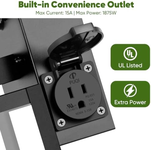 BesLowe Upgraded Motion Sensor Outdoor Wall Light with Outlet, Black