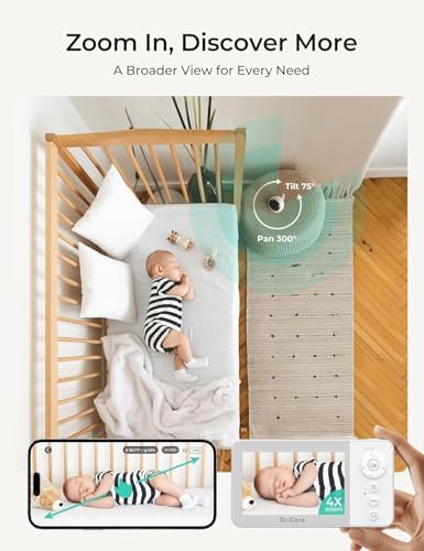 Dr.Care VistaView Lite RB Smart WiFi Baby Monitor with 2 Cameras, 4” 720P