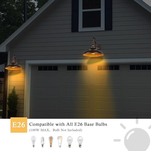 Exterior Farmhouse Barn Light, 2PCS Dusk to Dawn Outdoor Lighting, 16 Inch Vintage Outside Garage Lights Fixtures for Patio Frontdoor Entryway Doorway