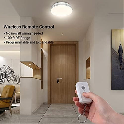 DEWENWILS Wireless Light Switch and Receiver Kit, No in-Wall Wiring Required, Remote Control Switch Lighting Fixture for Ceiling Lights, Fans, Lamps,100 Ft RF Range, Programmable