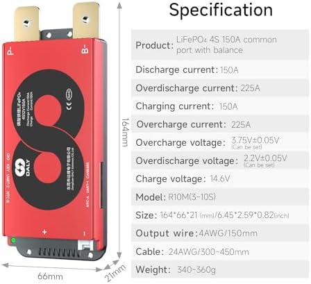 DALY Smart BMS 4S 12V 150A LiFePO4 with WiFi Bluetooth Module CAN RS485