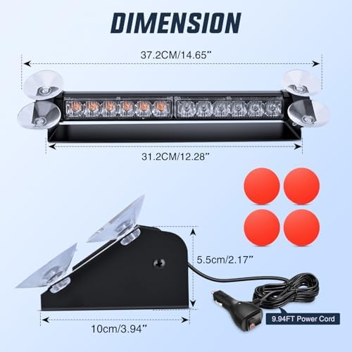 Nilight 12LED Traffic Advisor Strobe Light Bar Amber Blue Hazard Safety