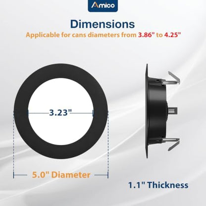 Amico Recessed Lighting 4 Inch, 12 Pack 5CCT Flat LED Can Lights, Black