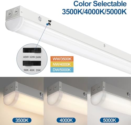 DAKASON 4FT LED Linear Light Fixture 4Pack, 40W/32W/24W, 3500K/4000K/5000K