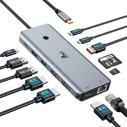 LIONWEI USB C Docking Station Multiport Adapter with Triple Monitor 3 HDMI