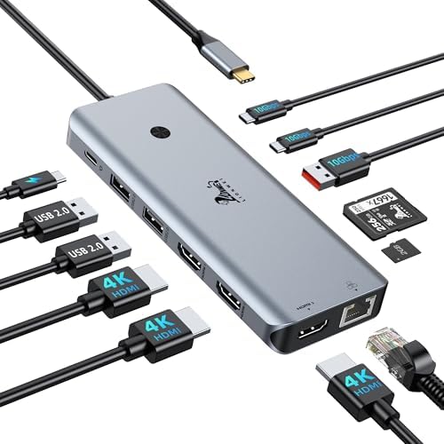 LIONWEI USB C Docking Station Multiport Adapter with Triple Monitor 3 HDMI