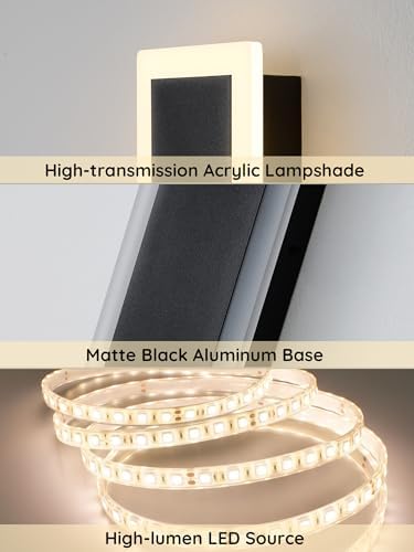 2-Pack Outdoor Modern Wall Lights, 3000K Exterior Lighting Fixture