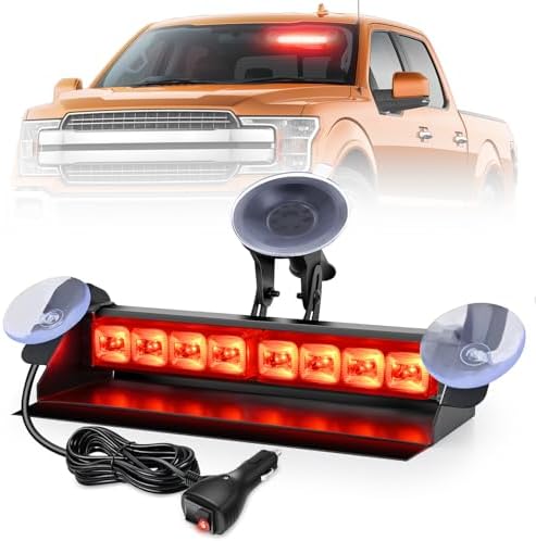 Nilight 8LED Red Traffic Advisor Strobe Light Bar Hazard Safety