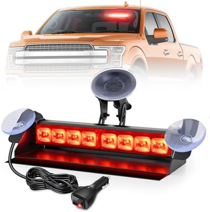 Nilight 8LED Red Traffic Advisor Strobe Light Bar Hazard Safety