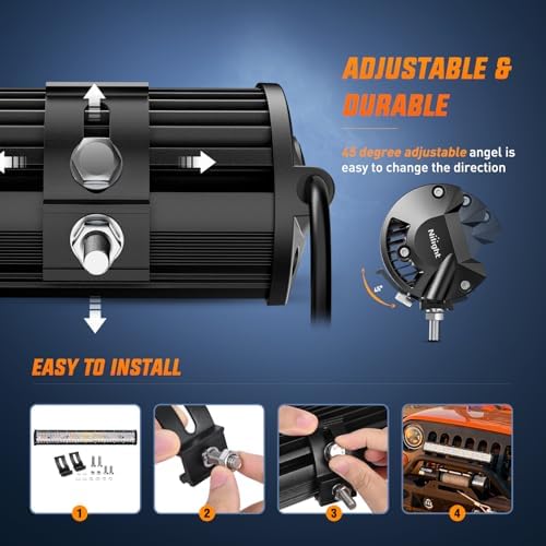 Nilight 20Inch Off-Road LED Light Bar White Amber 3 Lighting Modes