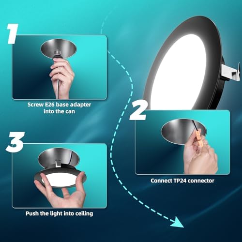 FREELICHT 24 Pack Retrofit LED Recessed Lighting 4 Inch, 5CCT, Black