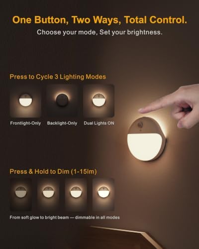 YUNLEX Motion Sensor Night Light Battery Operated, Stick on Light Indoor
