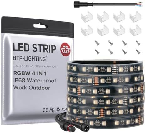 BTF-LIGHTING RGBW LED Strip IP68 Waterproof Warm White DC24V 16.4FT 300LED