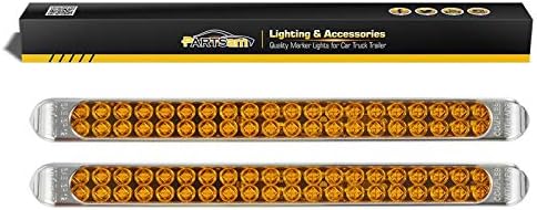 Partsam Submersible 17" Inch Thin Amber Led Turn Signal Light Bar 40 LED Sealed Utility Trailer Truck RV Led Marker Clearance Identification Light Bar w/Chrome Bezel DOT Compliant (Pack of 2)