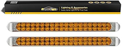 Partsam Submersible 17" Inch Thin Amber Led Turn Signal Light Bar 40 LED Sealed Utility Trailer Truck RV Led Marker Clearance Identification Light Bar w/Chrome Bezel DOT Compliant (Pack of 2)