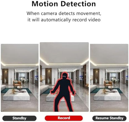 Hidden Camera Spy Camera, Mini Cameras, HD 1080P, Portable Cameras, Indoor Nanny Cam,with Night Vision, Motion Detection, Loop Record, Gravity Sensor, 512GB Max, No-WiFi&APPS