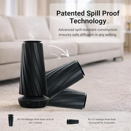 Black Pearl Smart Aroma Machine with Timer - Waterless Fragrance Oil Diffuser 100ml, Bluetooth and Manual Control, Whisper Quiet Operation, Rechargeable for Home, Office, Spa, and Hotel