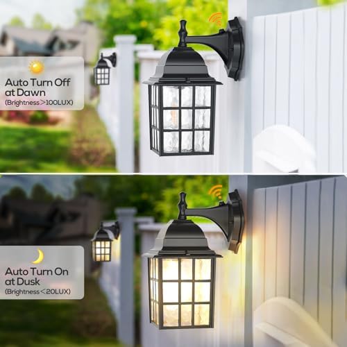12'' Dusk to Dawn Outdoor Lights for House 2 Pack, Aluminum Porch Light