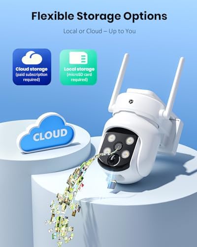 Security Cameras Wireless Outdoor, Solar Camera with 2-in-1 Solar Panel, 4MP PTZ WiFi Camera, 360° Coverage, Dual-Band 2.4/5GHz, Color Night Vision Spotlight, Human Detection, No Monthly Fee, 2 Packs