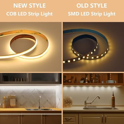 BENLUN 12V COB LED Under Cabinet Strip Lighting Cuttable 32.8ft for Kitchen