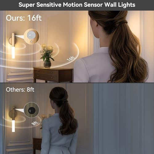 iThird Motion Sensor Wall Light Beech 3PCS, Battery Operated wall sconces