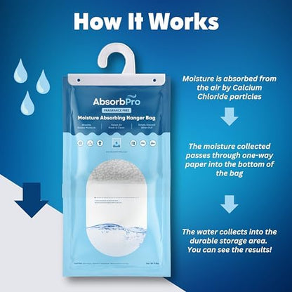 Absorb Pro Hanging Moisture Absorber Bags 9.8 oz, 10-Pack